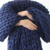 Hand-Woven Woolen Chenille Blanket – Soft Cozy Home Throw