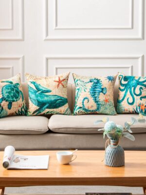 Sea Turtle Printed Cushion Cover – Decorative Throw Pillow Case