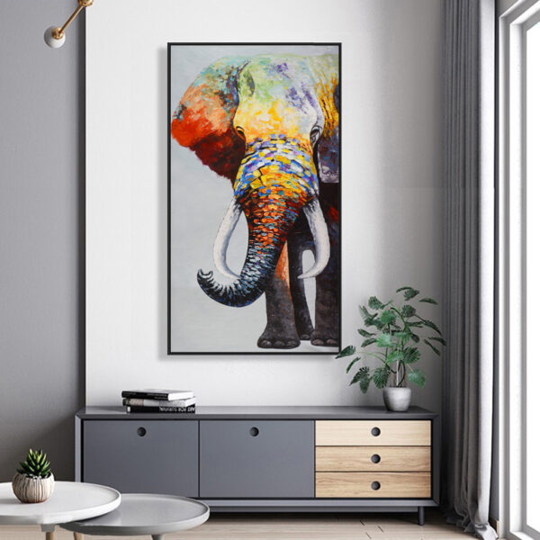 Abstract Elephant Canvas Painting – Animal Wall Decor