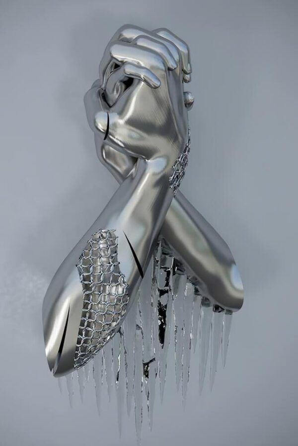 Romantic Abstract Metal Statue Canvas Poster – Home Wall Decor