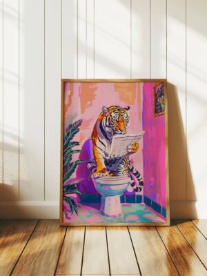 Funny Tiger Bathroom Poster – Jungle Animal Wall Decor