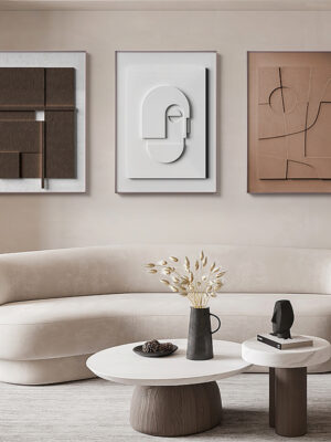 3D Abstract Morandi Geometric Hanging Painting – Modern Wall Decor