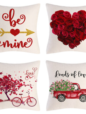 Valentine’s Day Linen Pillowcase – Holiday Decorative Cushion Cover