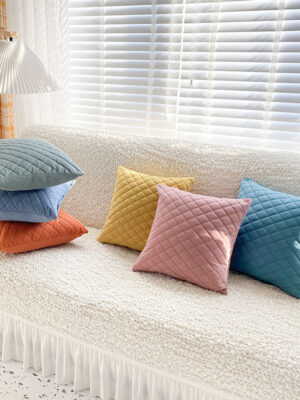 Velvet Fabric Art Throw Pillow – Decorative Living Room Cushion